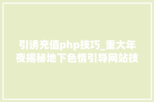 引诱充值php技巧_重大年夜揭秘地下色情引导网站技能面深入分析他们的赚钱套路