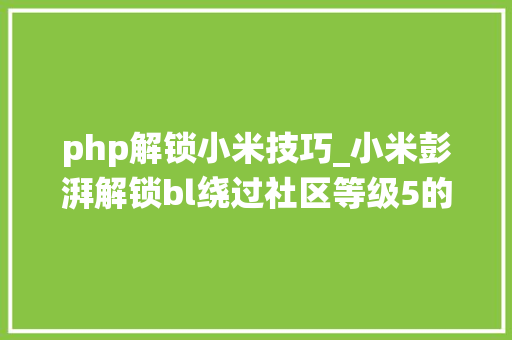 php解锁小米技巧_小米彭湃解锁bl绕过社区等级5的教程