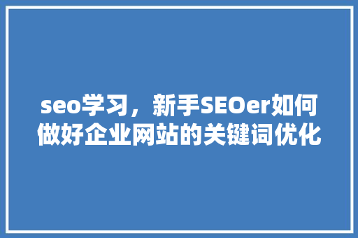 seo学习，新手SEOer如何做好企业网站的关键词优化「关键词优化SEO优化排名」