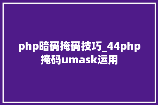 php暗码掩码技巧_44php掩码umask运用