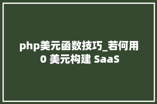 php美元函数技巧_若何用 0 美元构建 SaaS