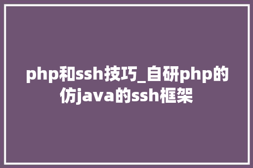 php和ssh技巧_自研php的仿java的ssh框架