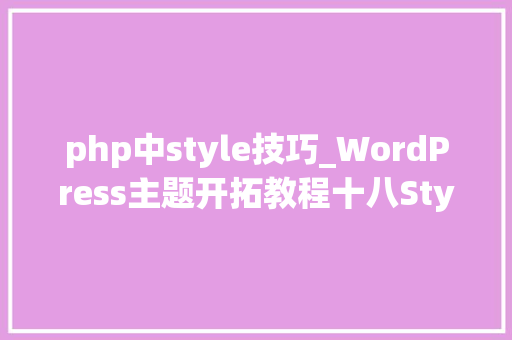 php中style技巧_WordPress主题开拓教程十八Stylecss 和 CSS 介绍