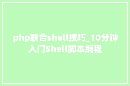 php联合shell技巧_10分钟入门Shell脚本编程