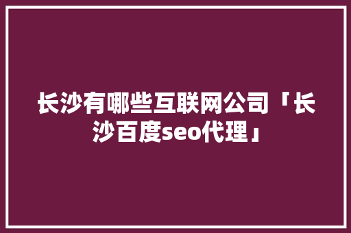 长沙有哪些互联网公司「长沙百度seo代理」