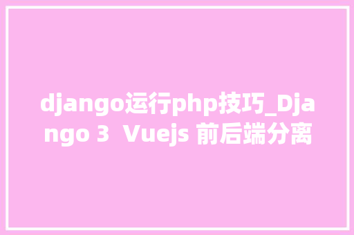 django运行php技巧_Django 3  Vuejs 前后端分离Web开拓实战