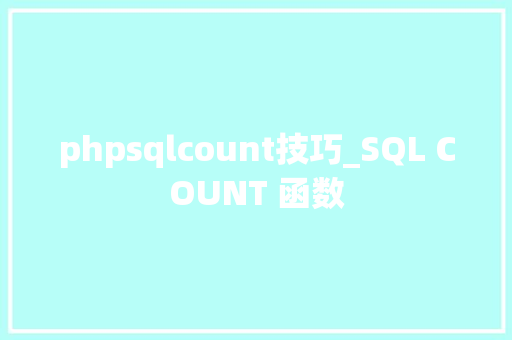 phpsqlcount技巧_SQL COUNT 函数