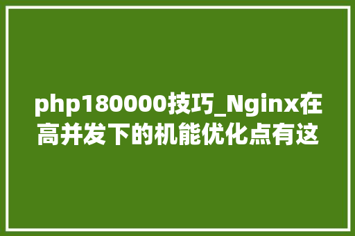 php180000技巧_Nginx在高并发下的机能优化点有这篇就够了