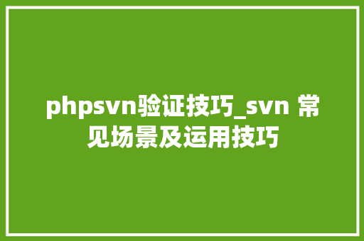phpsvn验证技巧_svn 常见场景及运用技巧
