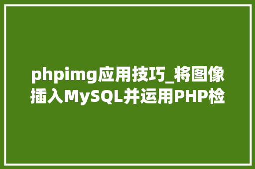 phpimg应用技巧_将图像插入MySQL并运用PHP检索图像