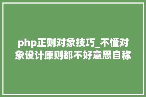 php正则对象技巧_不懂对象设计原则都不好意思自称php大年夜师