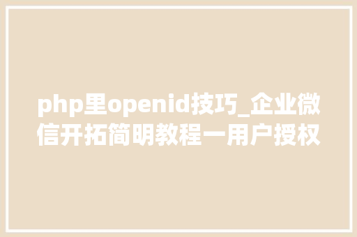 php里openid技巧_企业微信开拓简明教程一用户授权
