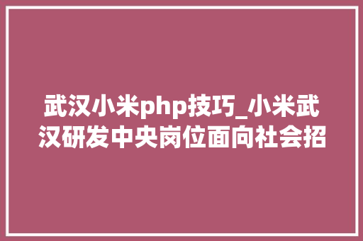 武汉小米php技巧_小米武汉研发中央岗位面向社会招聘未来将建成上万人公司