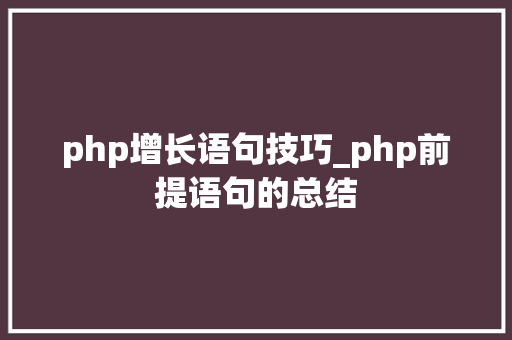 php增长语句技巧_php前提语句的总结