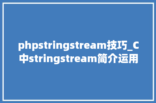 phpstringstream技巧_C中stringstream简介运用方法详解和举例