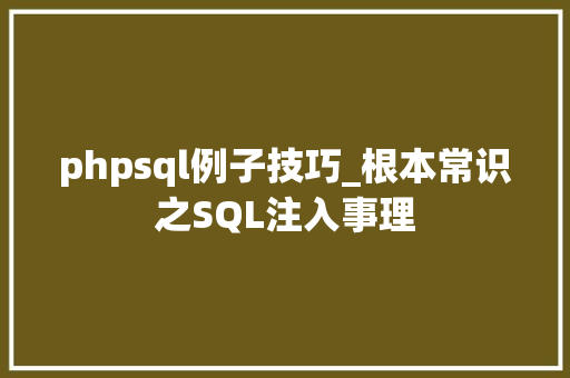 phpsql例子技巧_根本常识之SQL注入事理