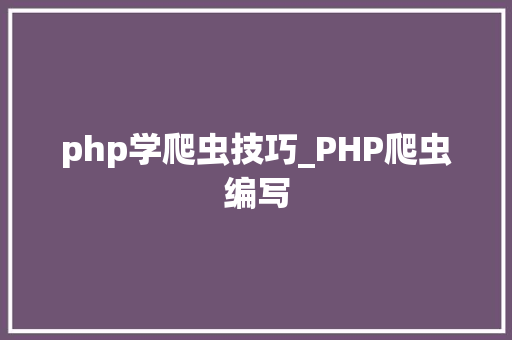 php学爬虫技巧_PHP爬虫编写