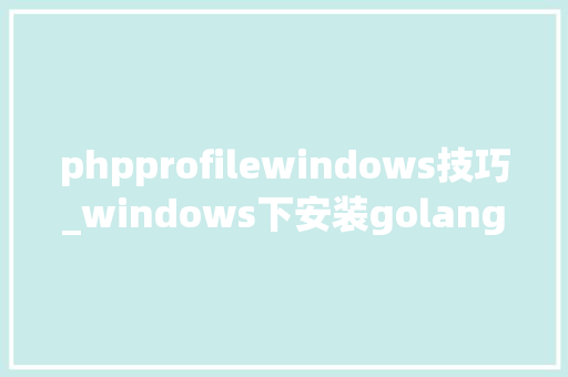 phpprofilewindows技巧_windows下安装golang情形