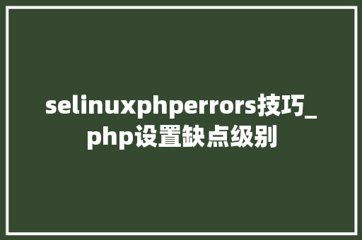 selinuxphperrors技巧_php设置缺点级别
