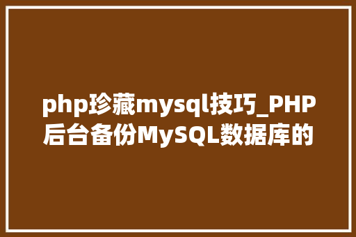 php珍藏mysql技巧_PHP后台备份MySQL数据库的源码实例