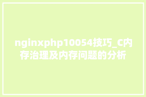 nginxphp10054技巧_C内存治理及内存问题的分析