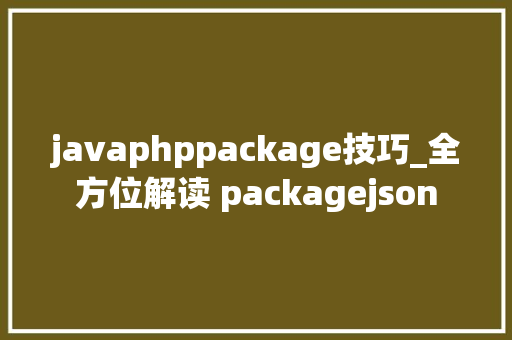 javaphppackage技巧_全方位解读 packagejson
