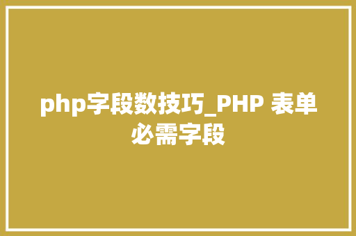 php字段数技巧_PHP 表单必需字段