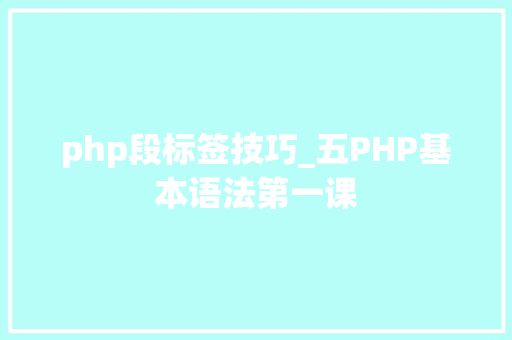 php段标签技巧_五PHP基本语法第一课