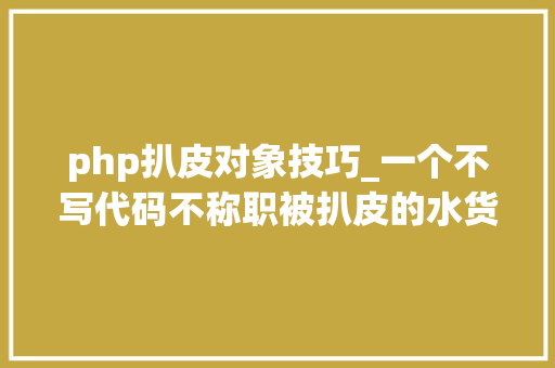 php扒皮对象技巧_一个不写代码不称职被扒皮的水货 CTO 的自白书
