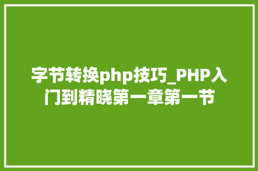 字节转换php技巧_PHP入门到精晓第一章第一节