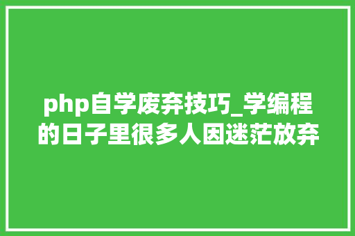 php自学废弃技巧_学编程的日子里很多人因迷茫放弃了编程那我们应该怎么做呢