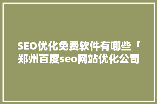 SEO优化免费软件有哪些「郑州百度seo网站优化公司有哪些」