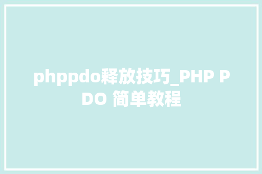 phppdo释放技巧_PHP PDO 简单教程