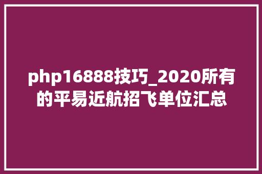 php16888技巧_2020所有的平易近航招飞单位汇总