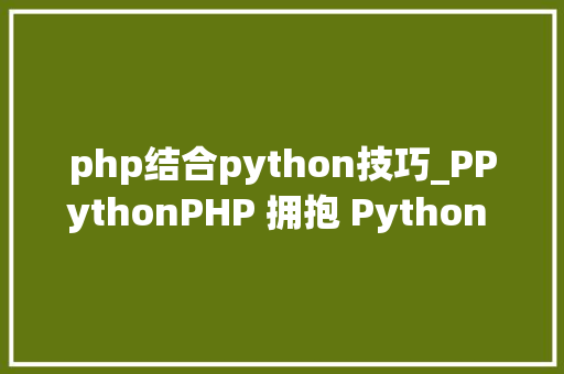 php结合python技巧_PPythonPHP 拥抱 Python 的利器