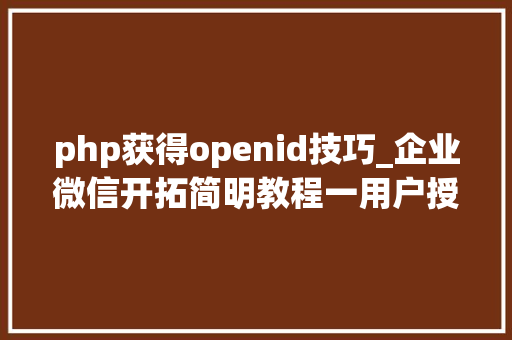 php获得openid技巧_企业微信开拓简明教程一用户授权