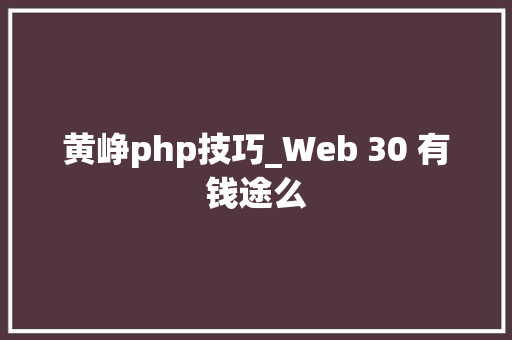 黄峥php技巧_Web 30 有钱途么