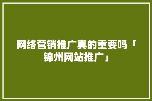 网络营销推广真的重要吗「锦州网站推广」
