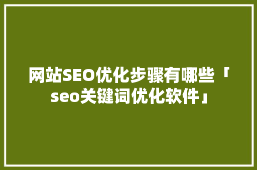 网站SEO优化步骤有哪些「seo关键词优化软件」 网站SEO优化步骤有哪些「seo关键词优化软件」 网站推广