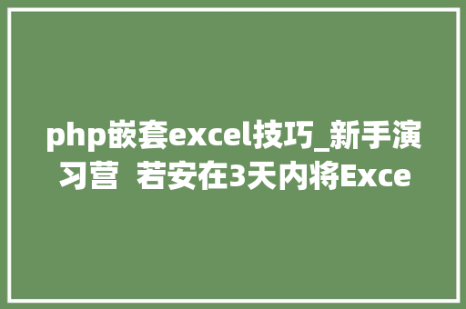 php嵌套excel技巧_新手演习营  若安在3天内将Excel的功能嵌入Web 系统
