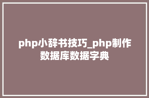php小辞书技巧_php制作数据库数据字典