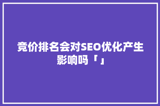 竞价排名会对SEO优化产生影响吗「」