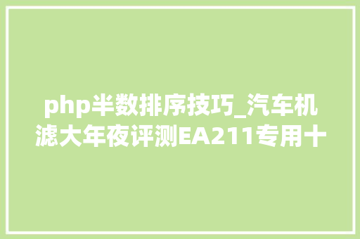 php半数排序技巧_汽车机滤大年夜评测EA211专用十大年夜品牌机滤横评之表象篇