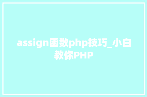 assign函数php技巧_小白教你PHP