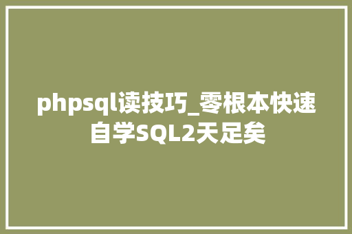 phpsql读技巧_零根本快速自学SQL2天足矣