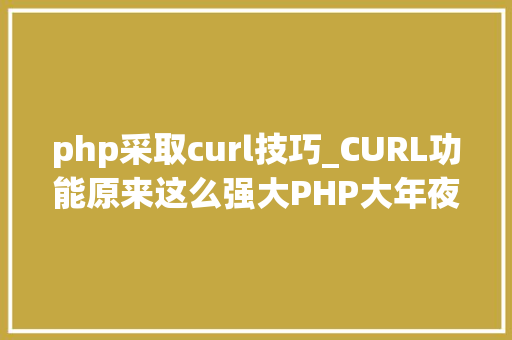php采取curl技巧_CURL功能原来这么强大PHP大年夜神都在用