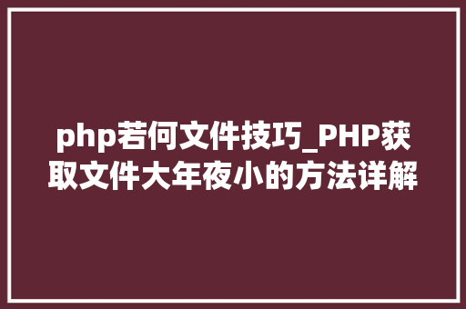 php若何文件技巧_PHP获取文件大年夜小的方法详解附视频
