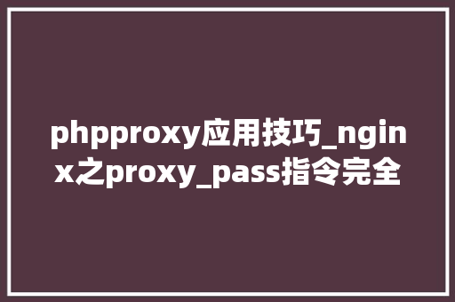 phpproxy应用技巧_nginx之proxy_pass指令完全拆解