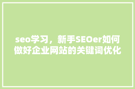 seo学习，新手SEOer如何做好企业网站的关键词优化「seo全站优化关键词有哪些」