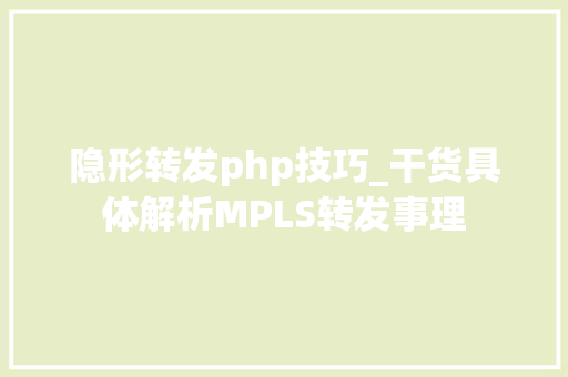 隐形转发php技巧_干货具体解析MPLS转发事理